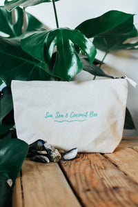 'Sun, Sea & Coconut Bee' Organic Cotton Wash Bag